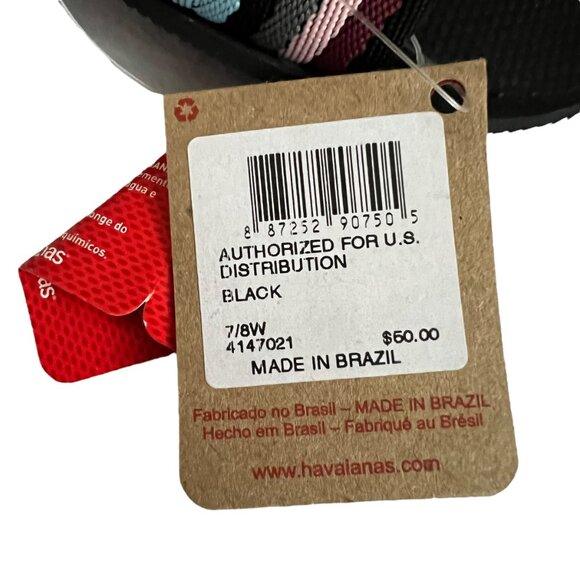 Havaianas Sandals You Malta Mix Black striped woven strap flat size 7 8 slides - Picture 10 of 10